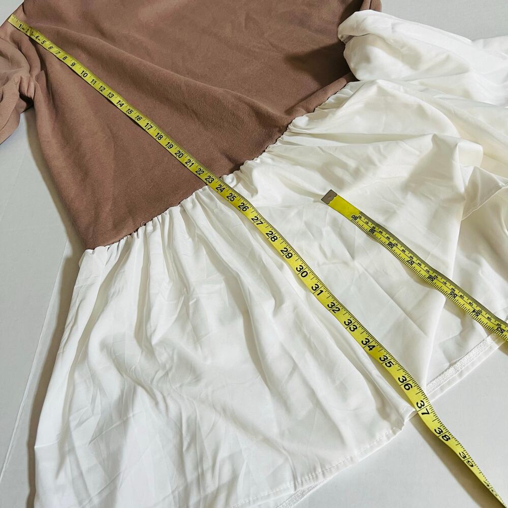 LA Made Tiered Hoodie Sweater Dress Size XXL MWT Brown White - Picture 8 of 10